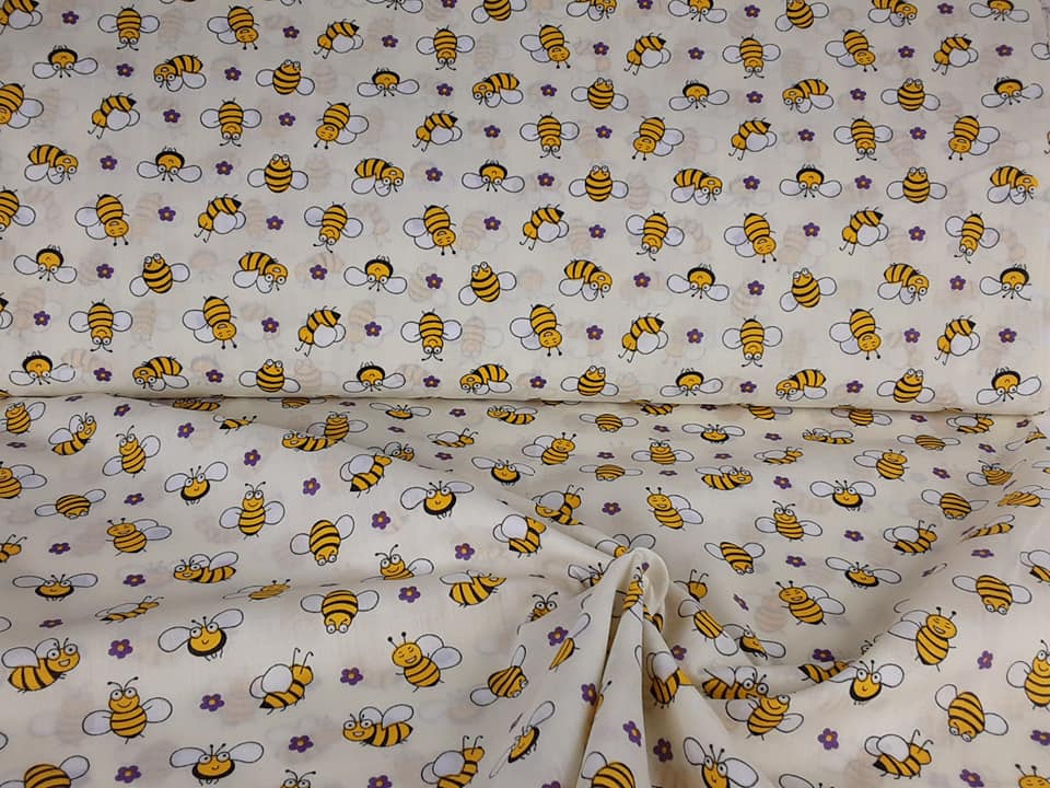 MP Bees Polycotton- Cream