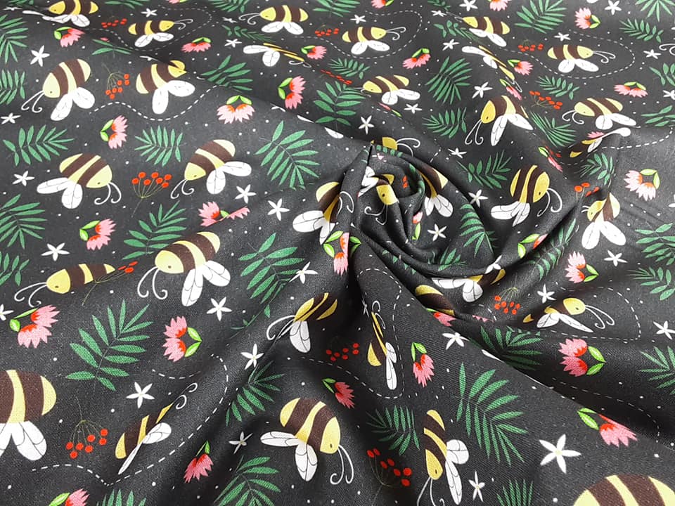 BUZZY BEES COTTON PRINTS-Black