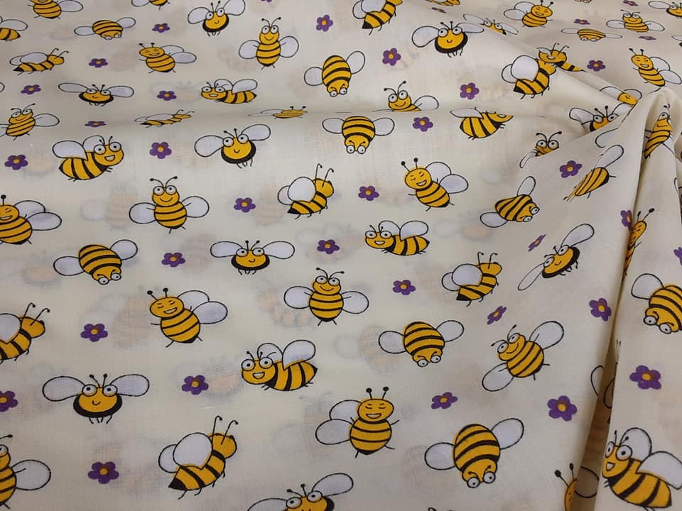 MP Bees Polycotton- Cream