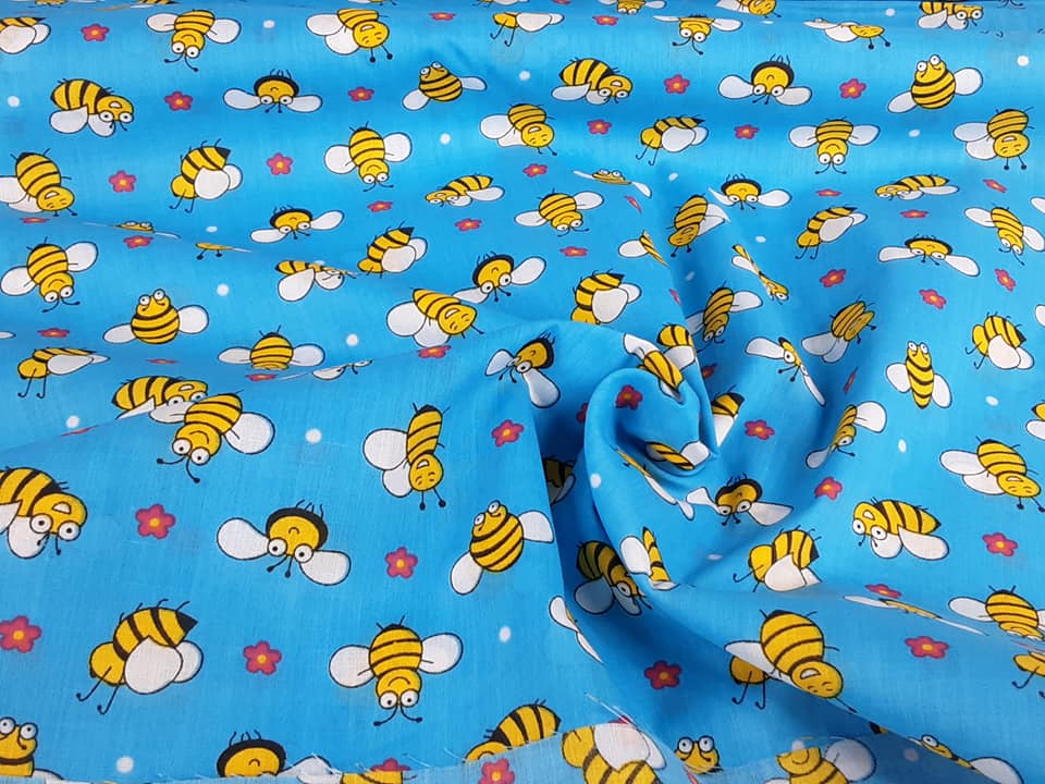 MP Bees Polycotton- Blue