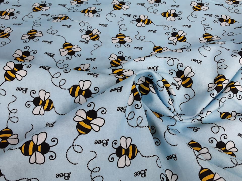 BUZZY BEES COTTON PRINTS-Blue