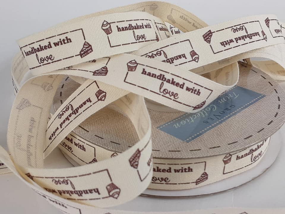 Baking Ribbon: 15mm: Hand Baked with Love