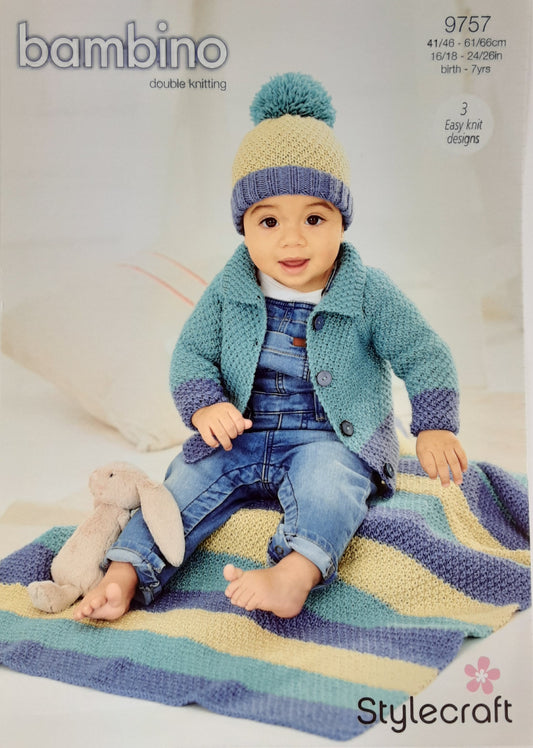 Bambino DK Pattern 9757 Cardigan, Hat and Blanket