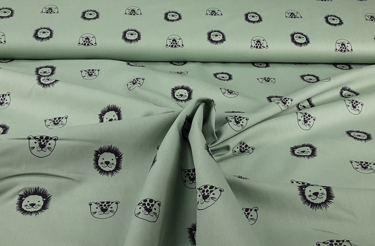 Organic Lions and Leopard Cotton Poplin