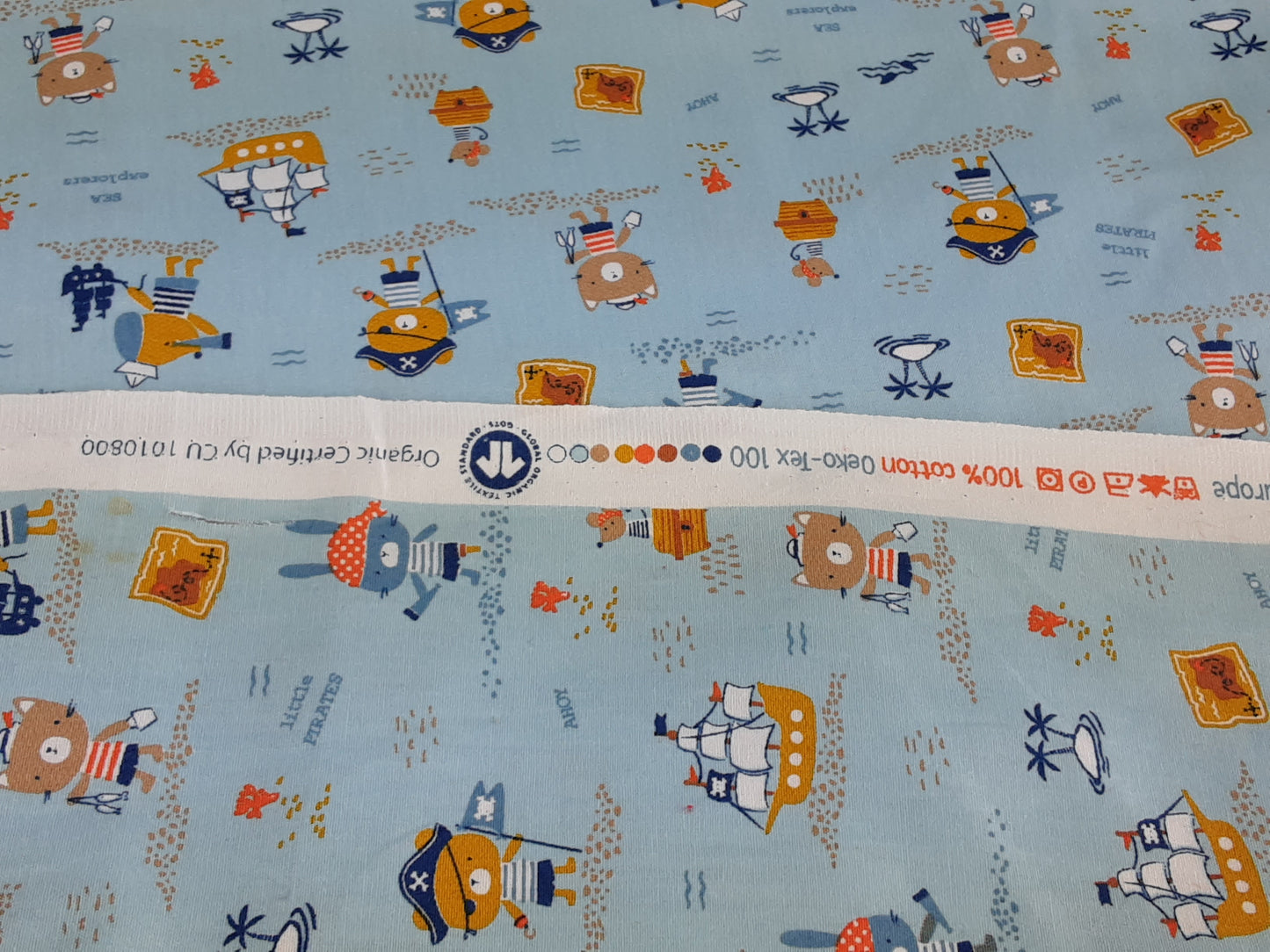 Organic Cotton Poplin- Pirates Ahoy