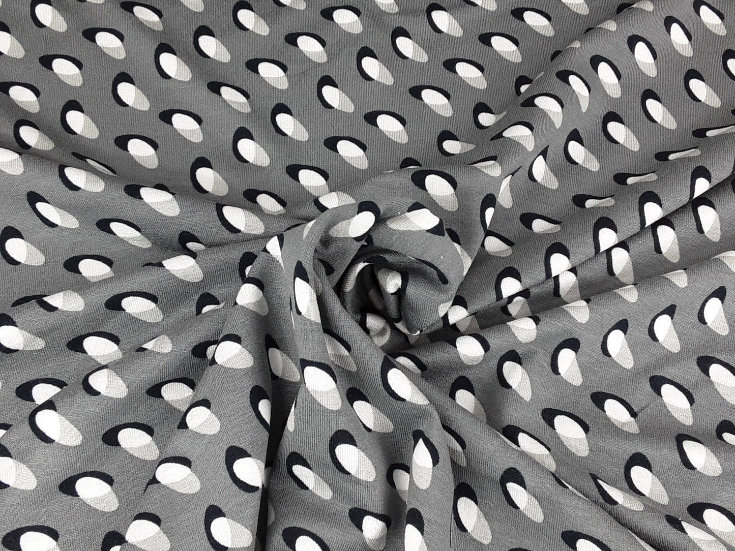 Grey Small Ellipse Print Rayon Jersey