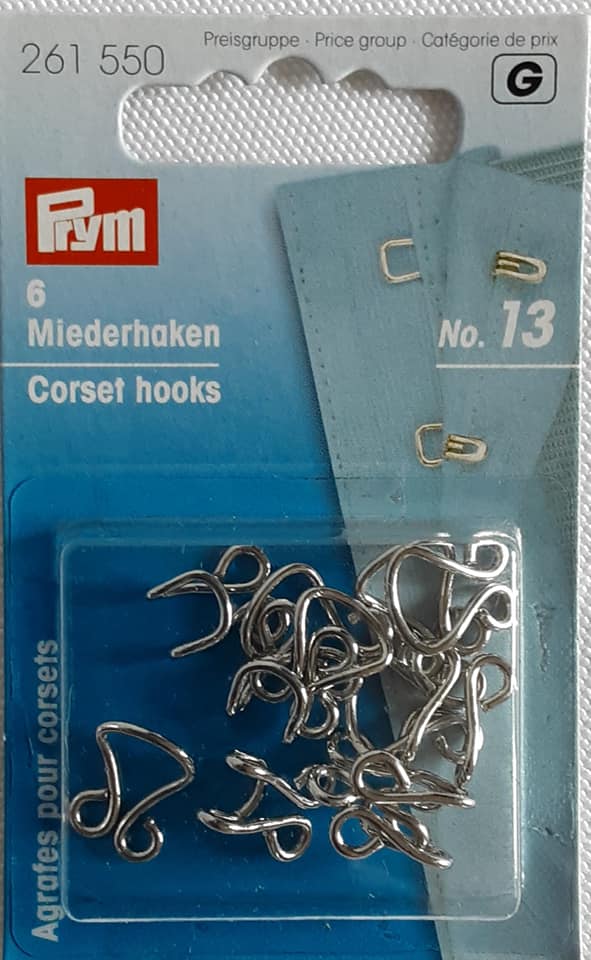 heavy duty corset hooks & eyes in silver