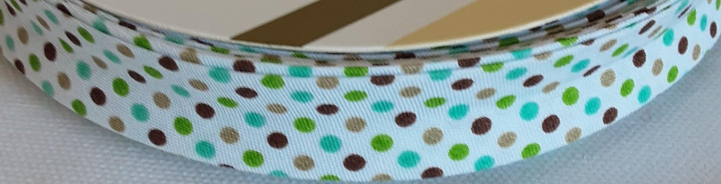 Polka Dot Patterned Bias 18mm x 2m