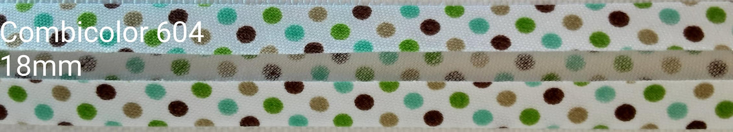 Polka Dot Patterned Bias 18mm x 2m