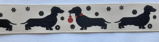 25mm, dog & ball rustic print ribbon