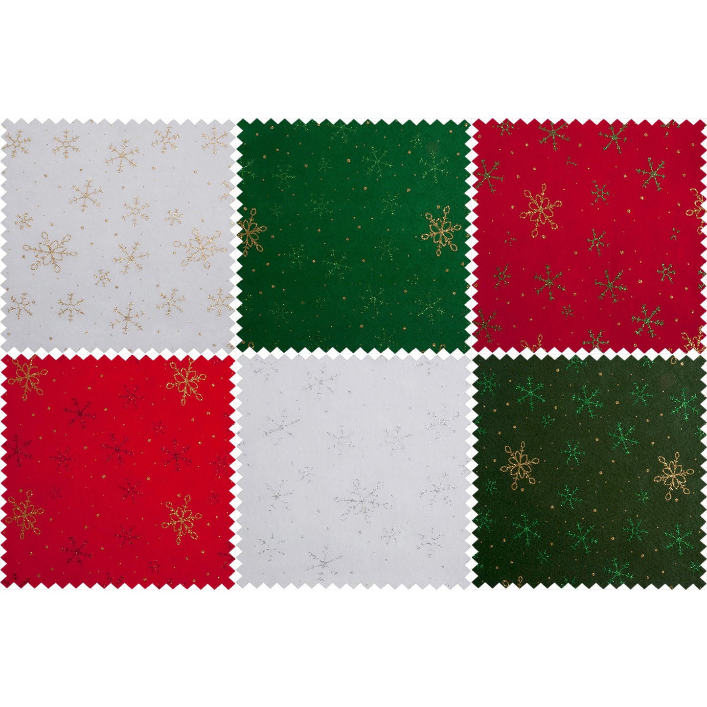 Felt Bundle: Acrylic: 23 x 30cm: Glitter Snowflake: 6 Pieces: Assorted