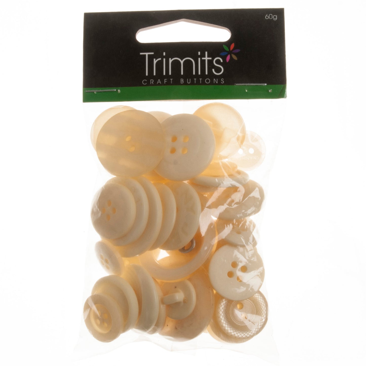 Buttons: Craft: Bag: Assorted Cream: 50g