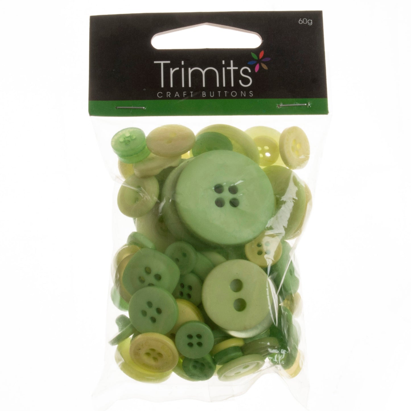 Buttons: Craft: Bag: Assorted Light Green: 50g