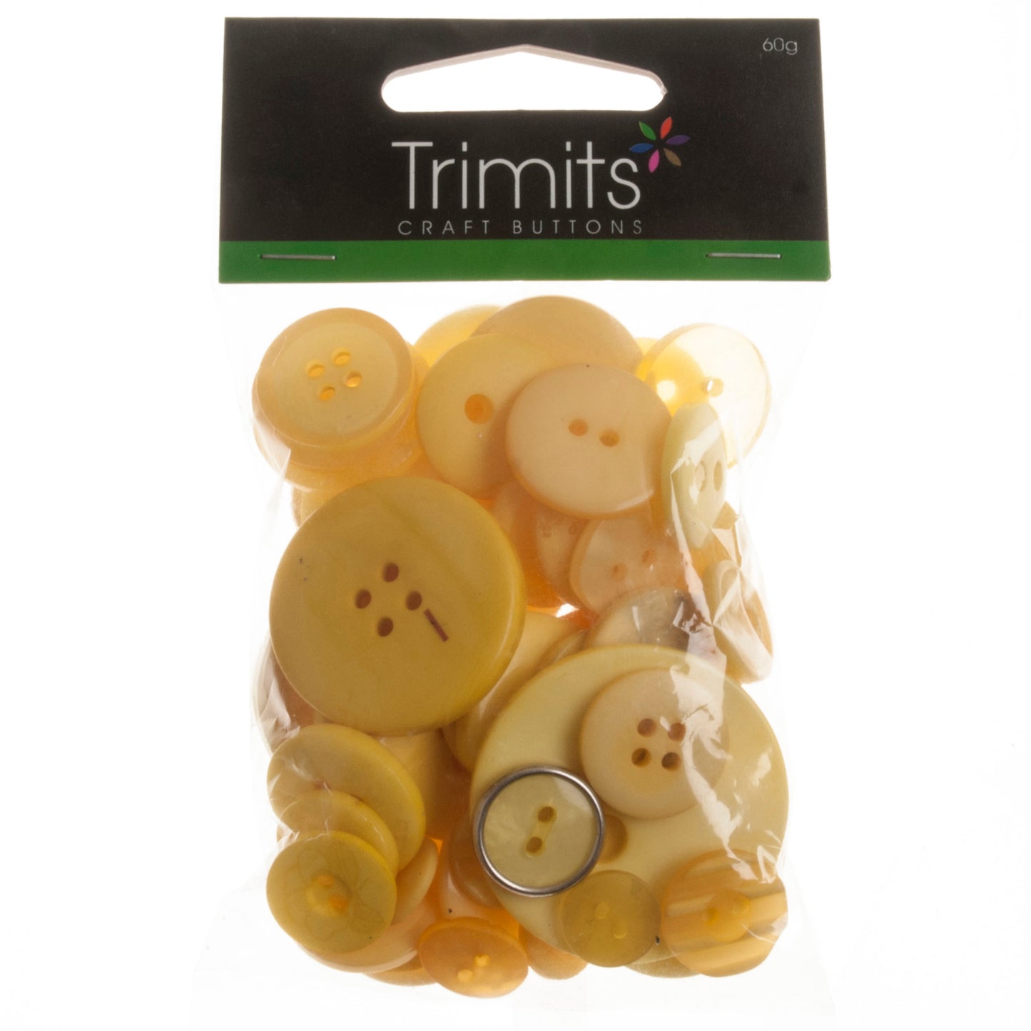 Buttons: Craft: Bag: Assorted Yellow: 50g