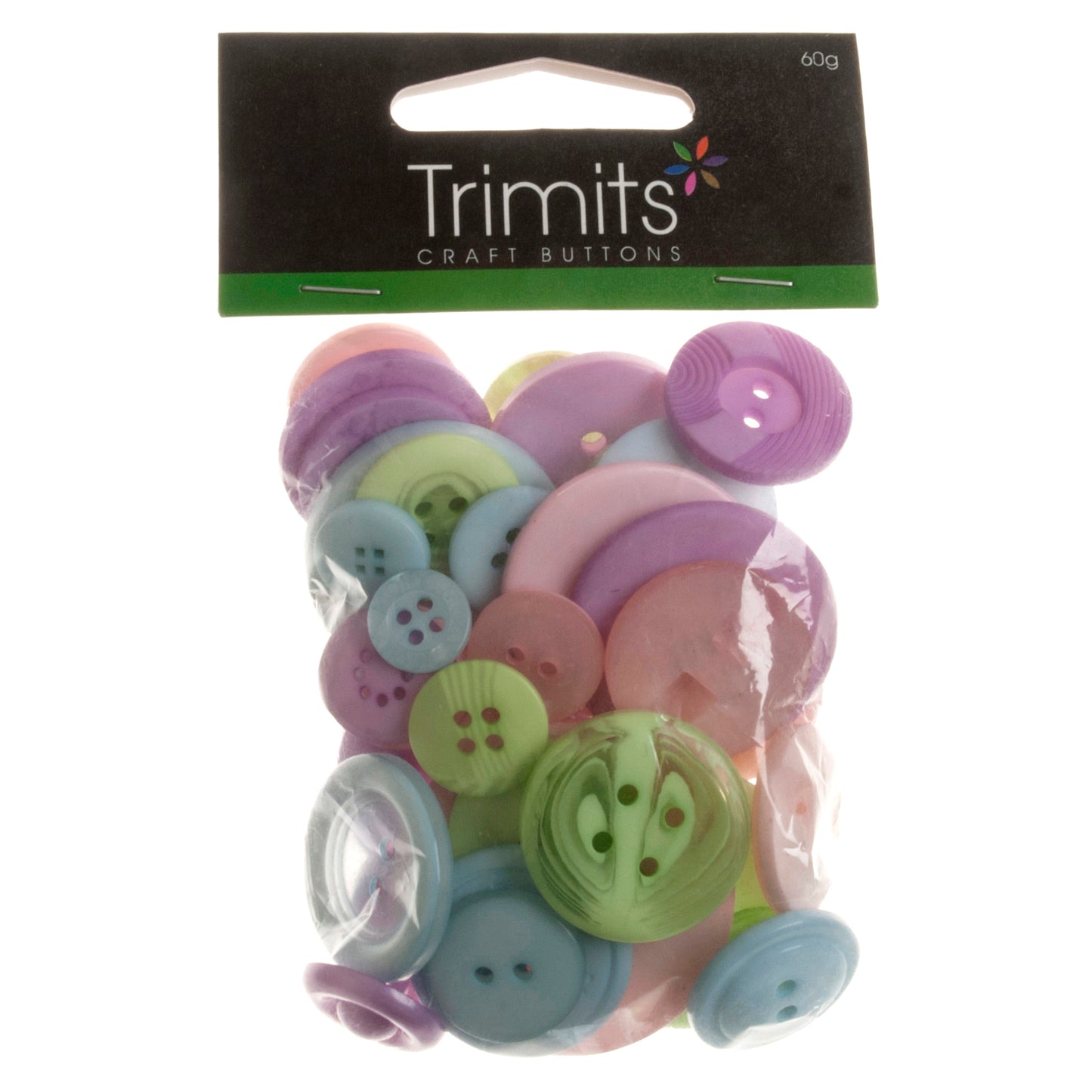 Buttons: Craft: Bag: Assorted Pastels: 50g