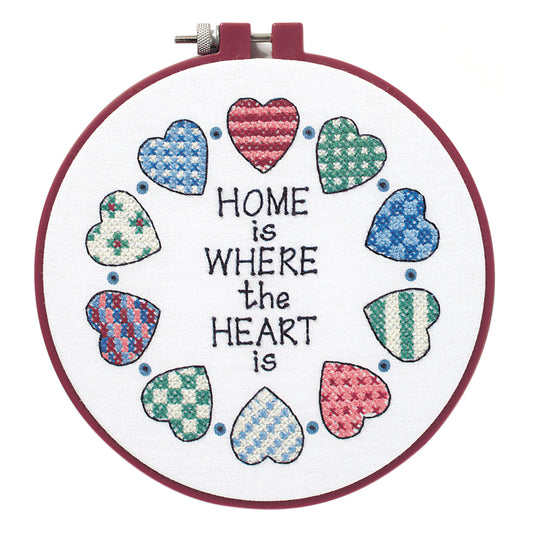Stamped Cross Stitch Kit with Hoop: Learn-a-Craft: Home and Heart