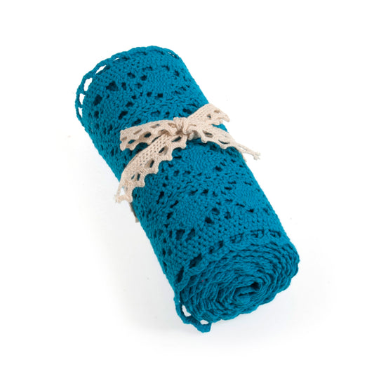 Trim: Cotton Lace Roll: 1.8m x 15cm- Blue