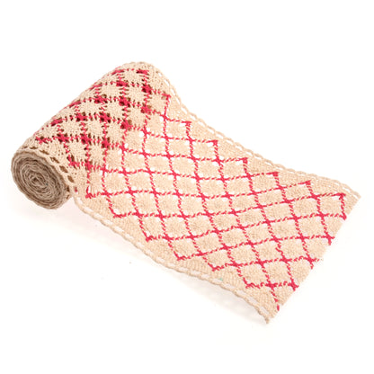 Trim: Cotton Lace Roll: Diamond Pattern: 1.8m x 15cm: Coral