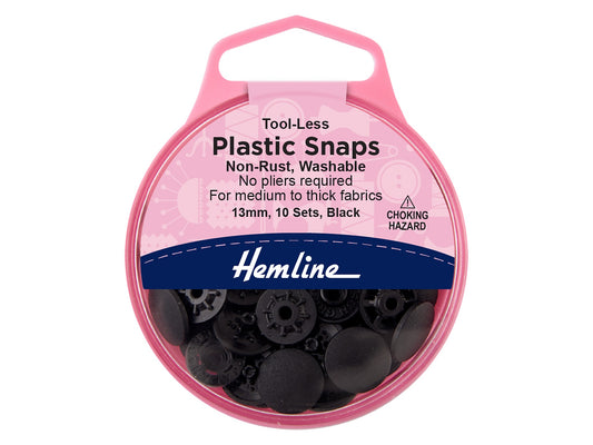Tool-less Plastic Snaps: 13mm: Black