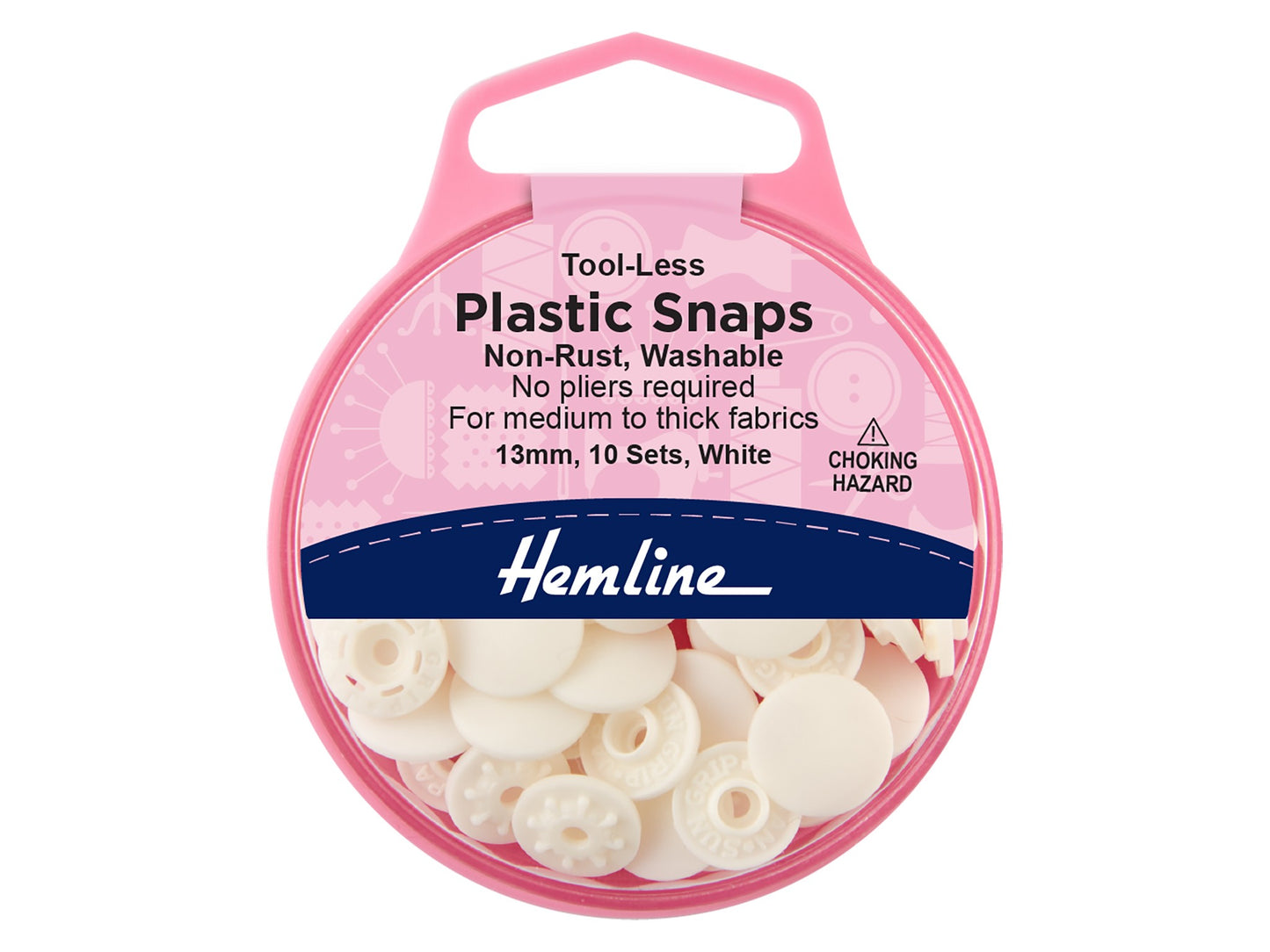 Tool-less Plastic Snaps: 13mm: White