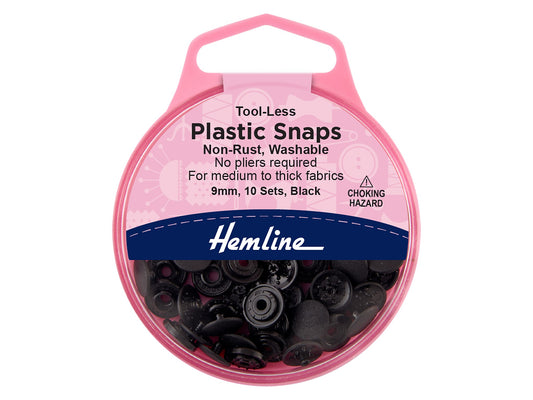 Tool-less Plastic Snaps: 9mm: Black
