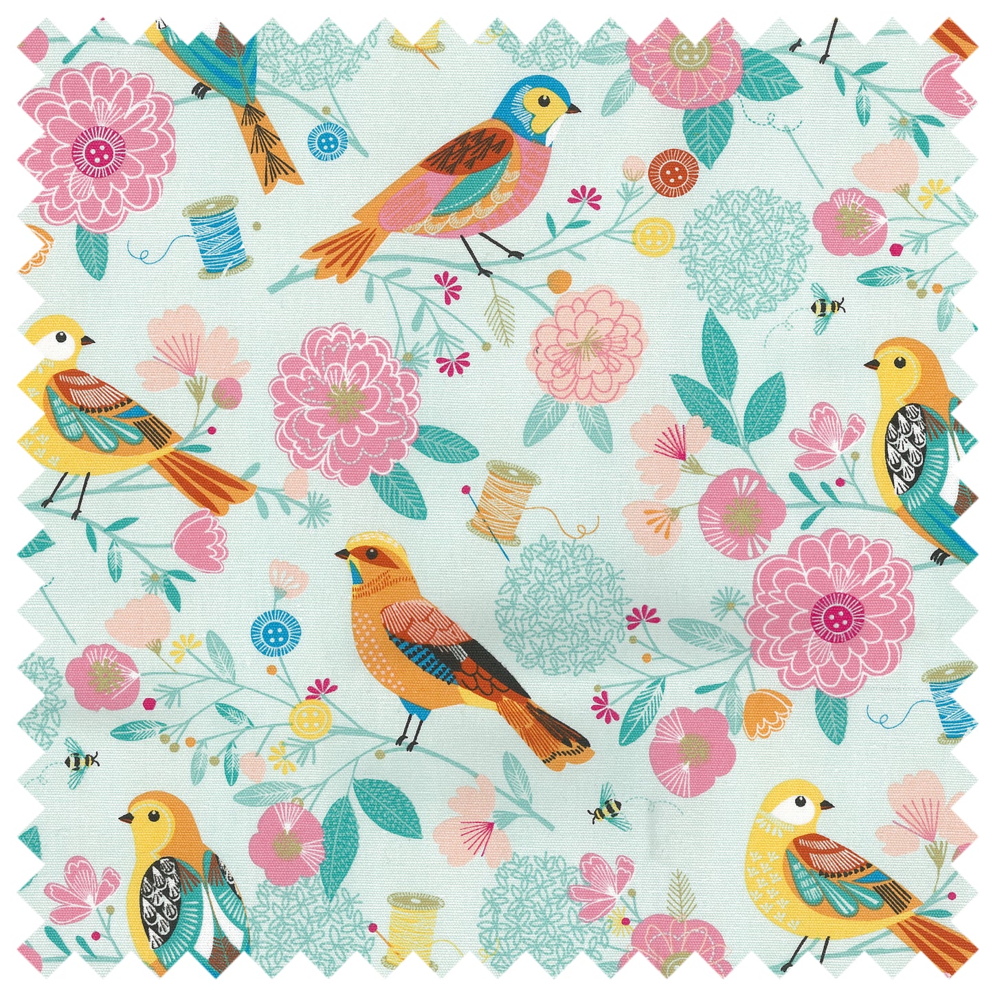 Craft Bag with Wooden Handles: Birdsong