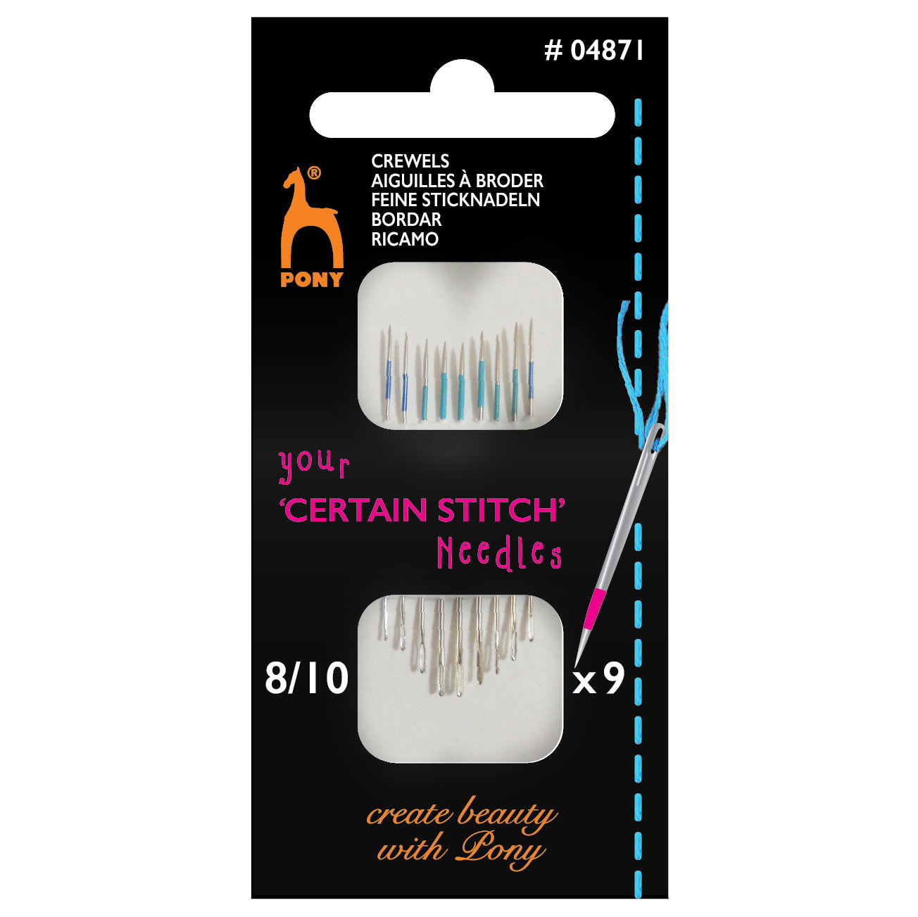 Hand Sewing Needles: Crewels: Sizes 8-10