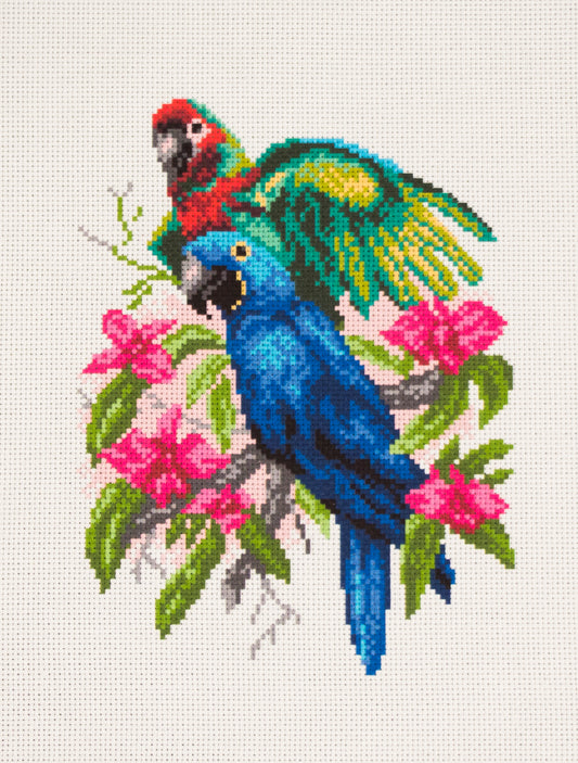 Printed Aida Fabric: Parrots