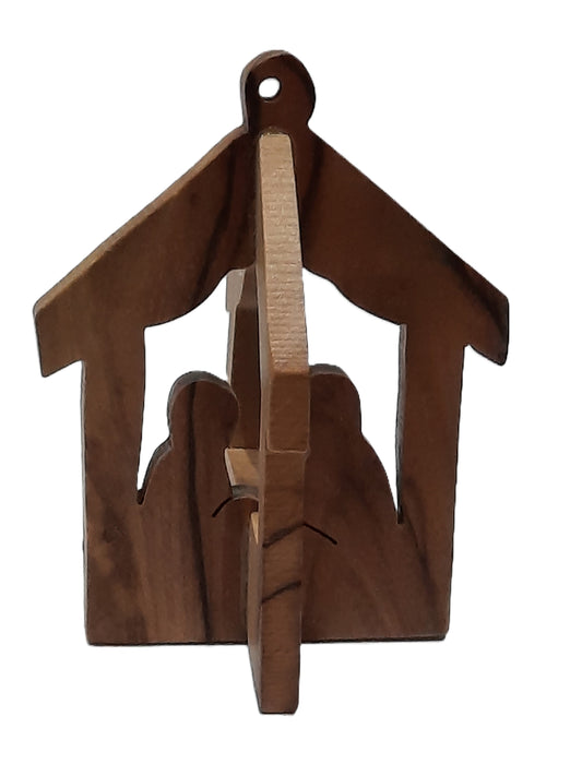 Olive Wood 3D Thick Nativity Ornament