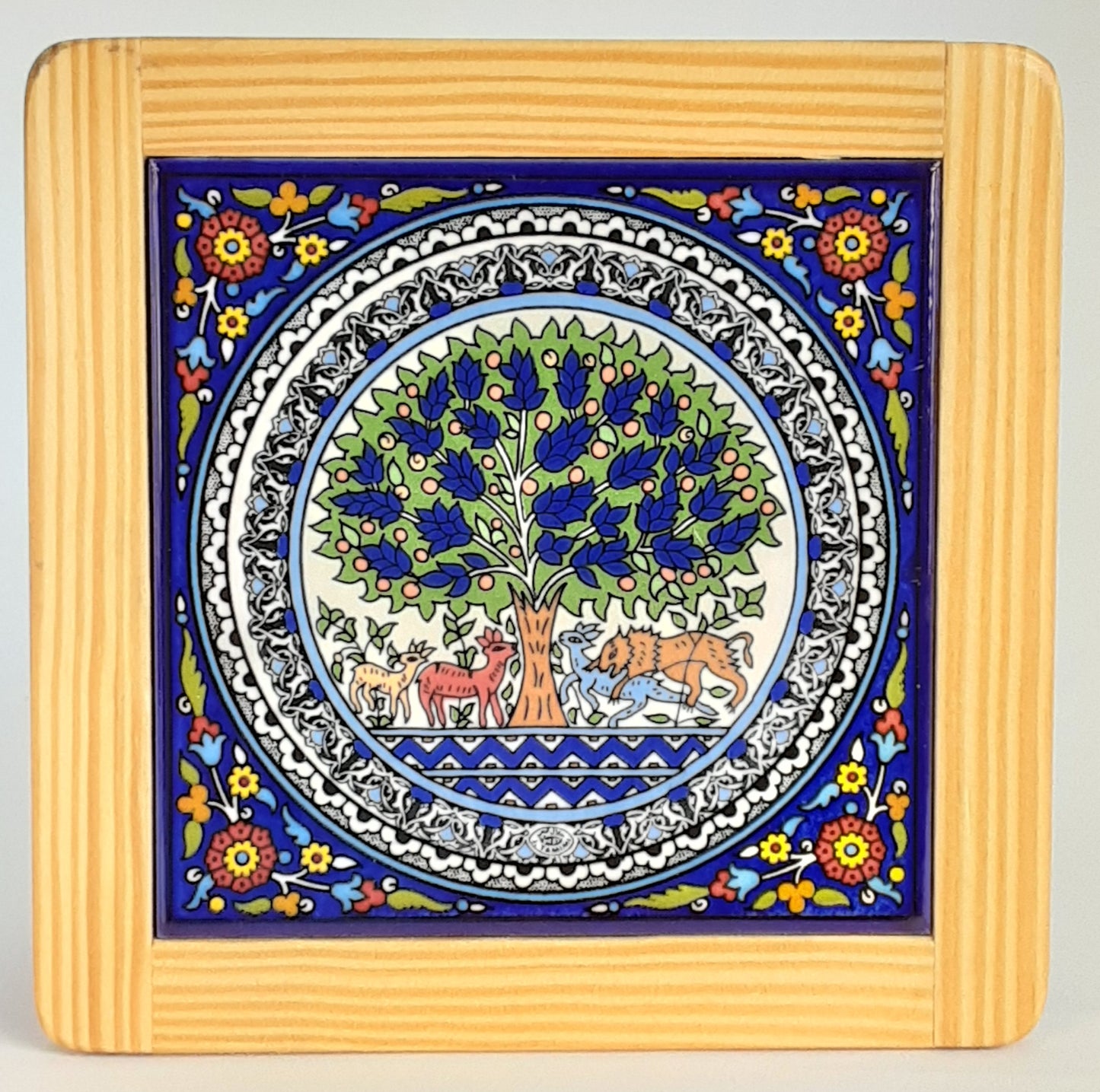 Ceramic & Olive Wood Tile Coaster Tree of Life