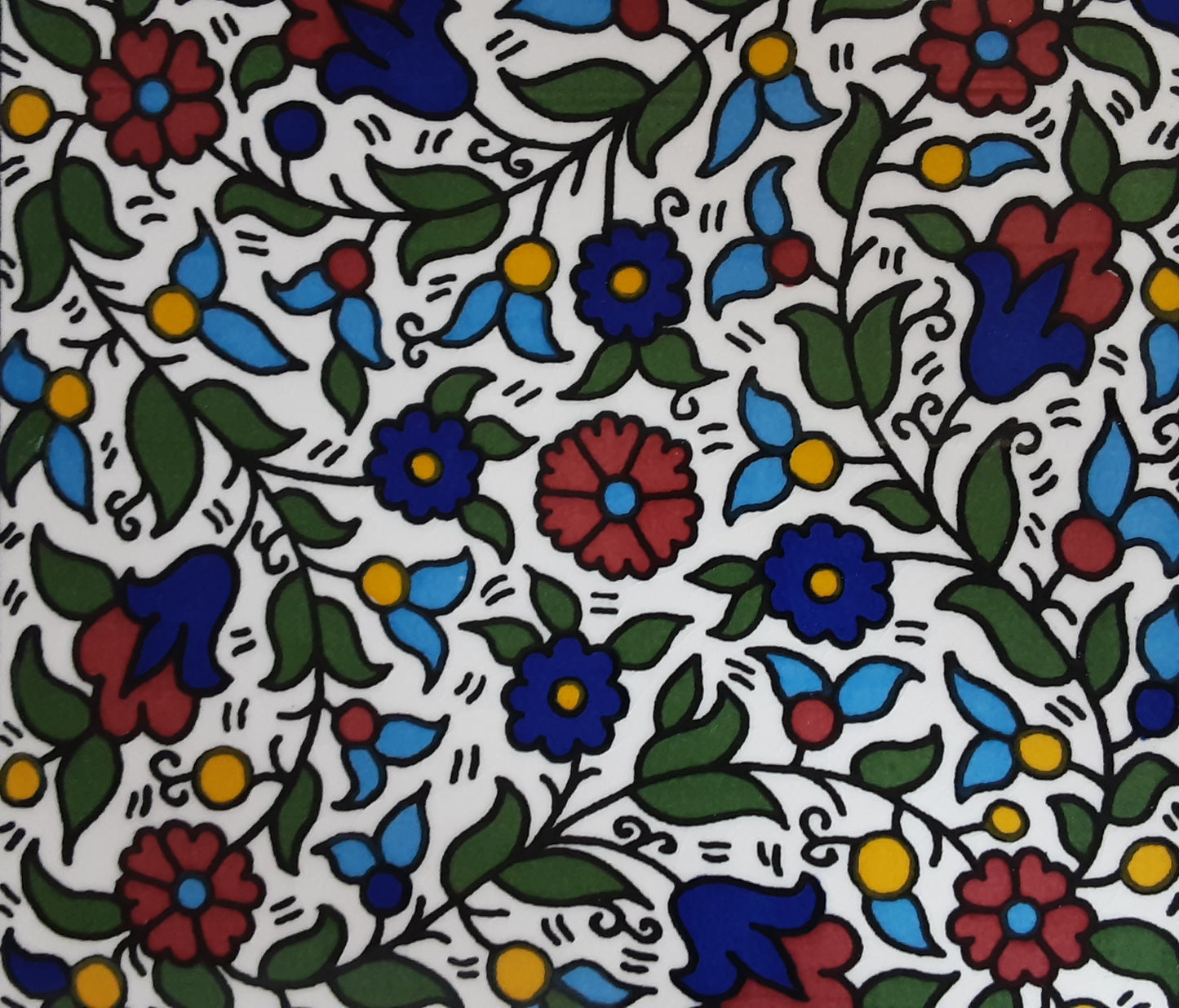 Ceramic & Olive Wood Tile Coaster  multi-coloured