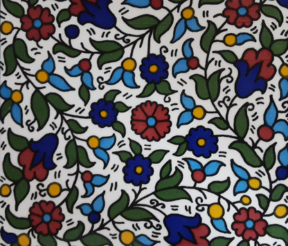 Ceramic & Olive Wood Tile Coaster  multi-coloured