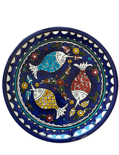 Handmade Palestinian Ceramic Plate- Fish Design