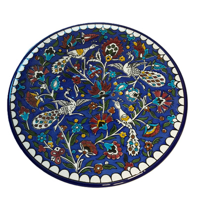Handmade Palestinian Ceramic Plate- Peacock