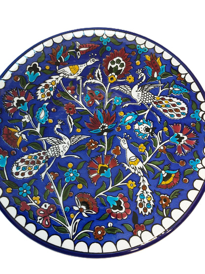 Handmade Palestinian Ceramic Plate- Peacock