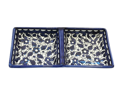 Handmade Ceramic Mezze Two  Entrees - Blue