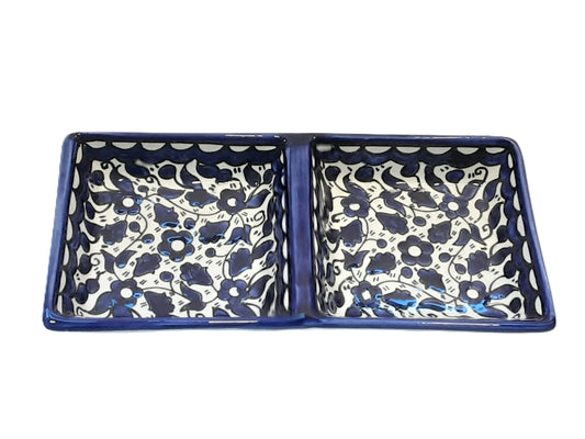 Handmade Ceramic Mezze Two  Entrees - Blue