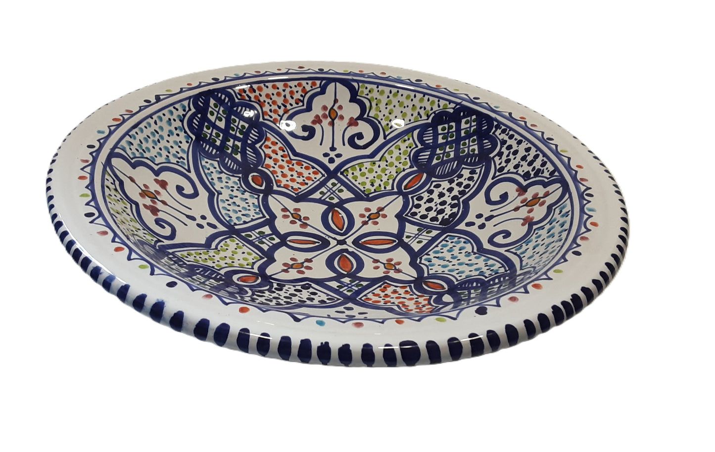 Hand-Painted Tunisian Ceramic Serving Bowl