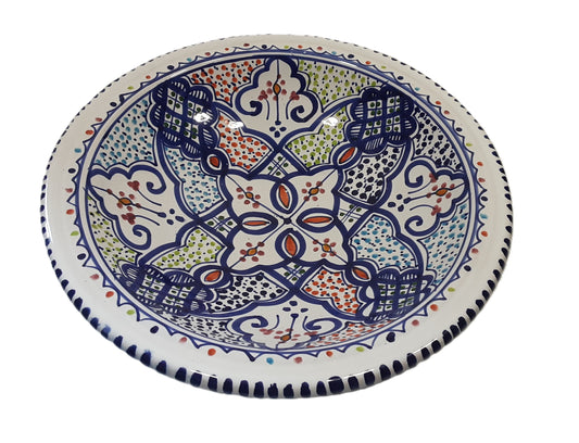 Hand-Painted Tunisian Ceramic Serving Bowl