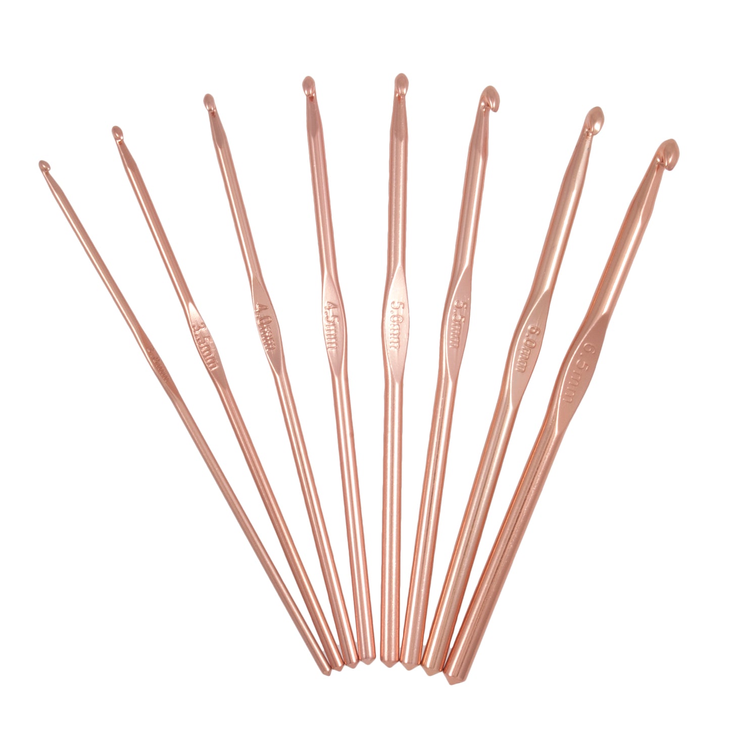 Crochet Hook Set: Rose Gold: 15cm x 3.00 - 6.50mm: Pack of 8