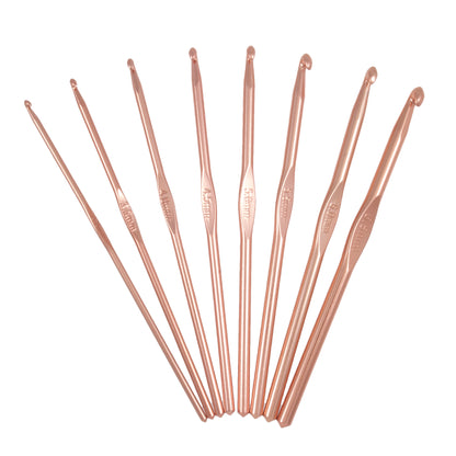 Crochet Hook Set: Rose Gold: 15cm x 3.00 - 6.50mm: Pack of 8