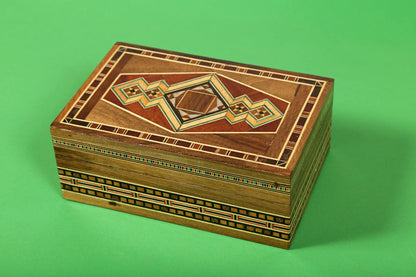 Syrian Walnut mosaic Wooden Jewellery Box with mother of pearl inlay