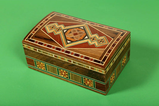 Syrian Walnut mosaic Wooden Jewellery Box with mother of pearl inlay