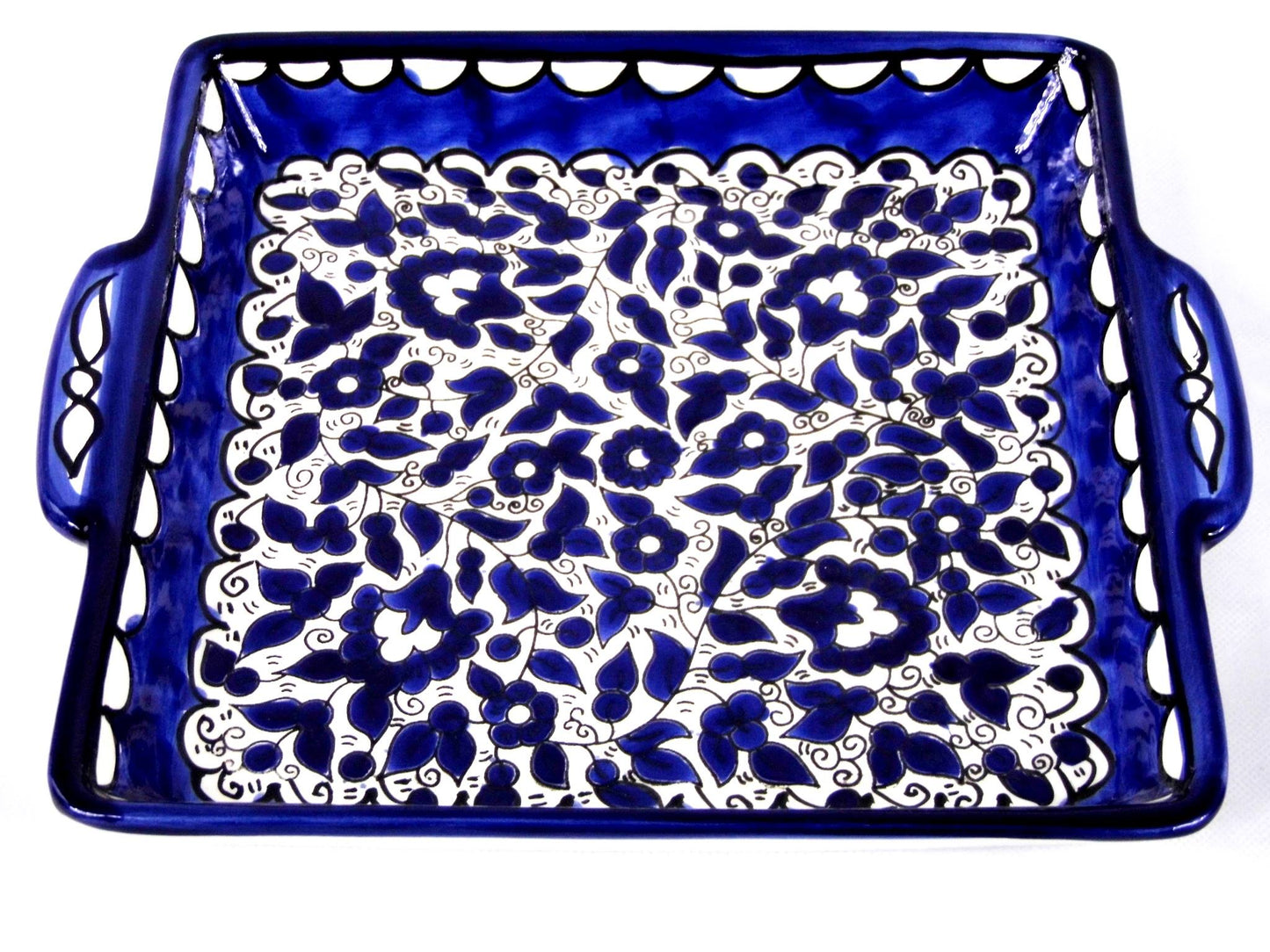 Ceramic serving dish with handles.Jerusalem Tray