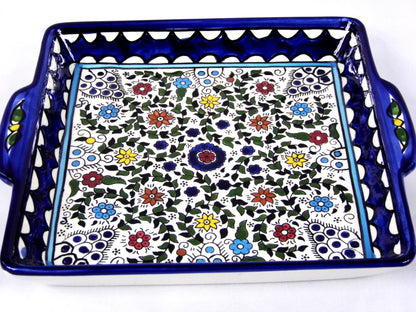 Ceramic serving dish with handles.Jerusalem Tray
