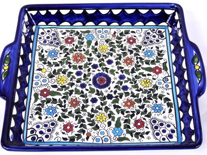 Ceramic serving dish with handles.Jerusalem Tray