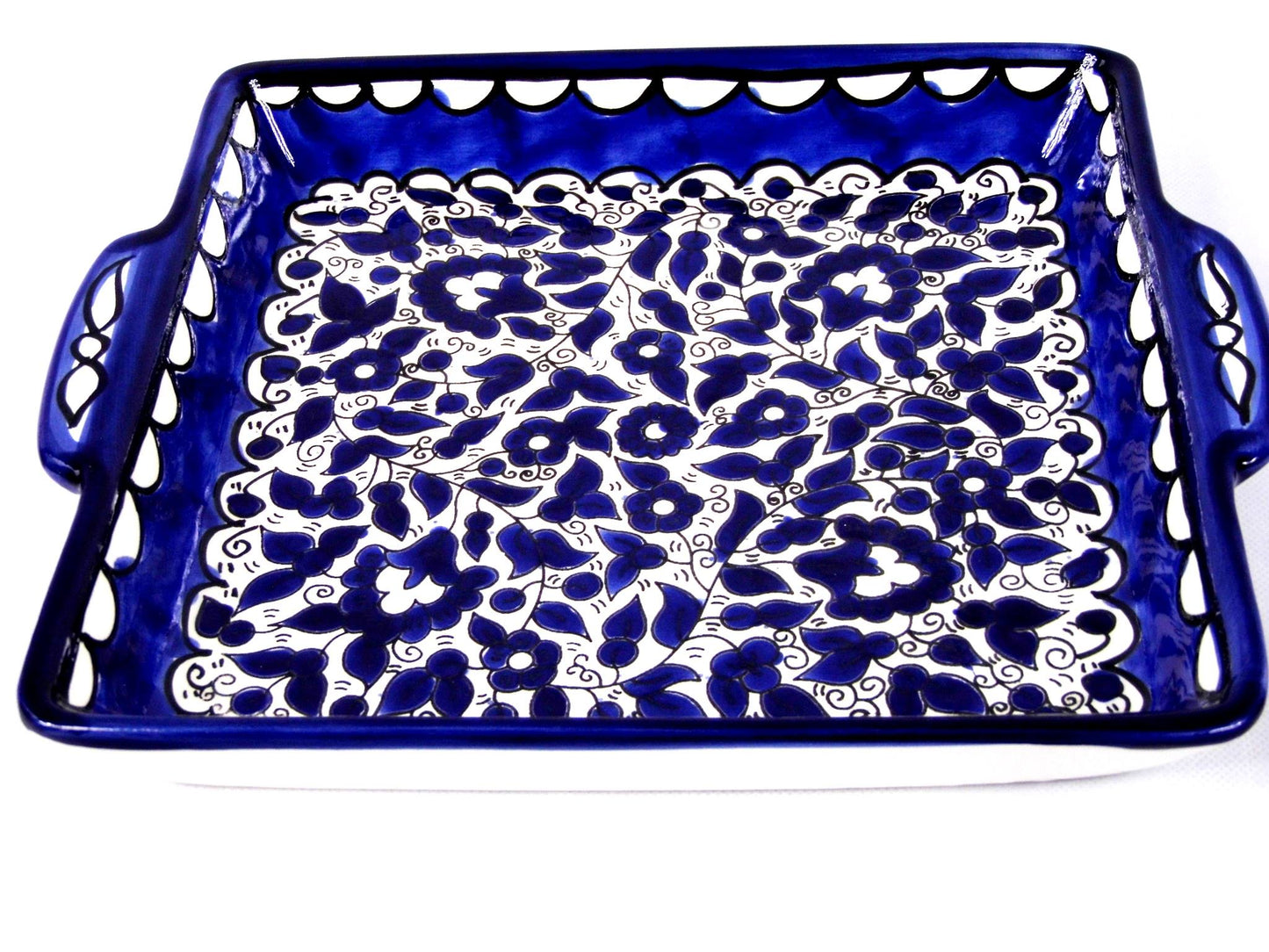 Ceramic serving dish with handles.Jerusalem Tray
