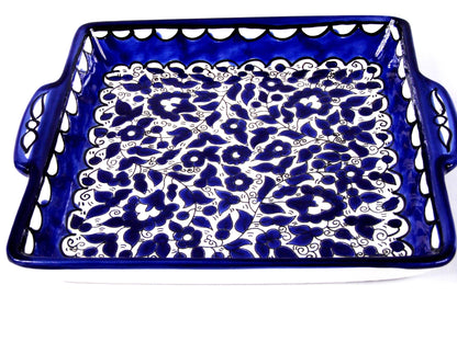 Ceramic serving dish with handles.Jerusalem Tray