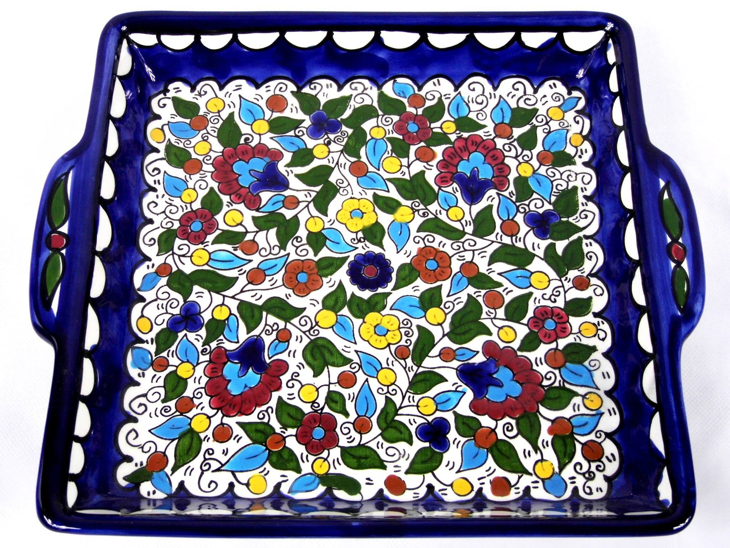 Ceramic serving dish with handles.Jerusalem Tray