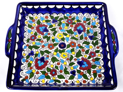 Ceramic serving dish with handles.Jerusalem Tray